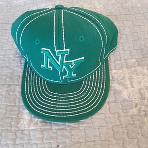 Green/White Stitch NY Fitted Hat